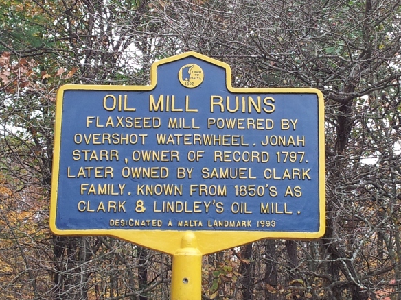 Historical marker regarding old mill ruins - Shenentaha Creek Park